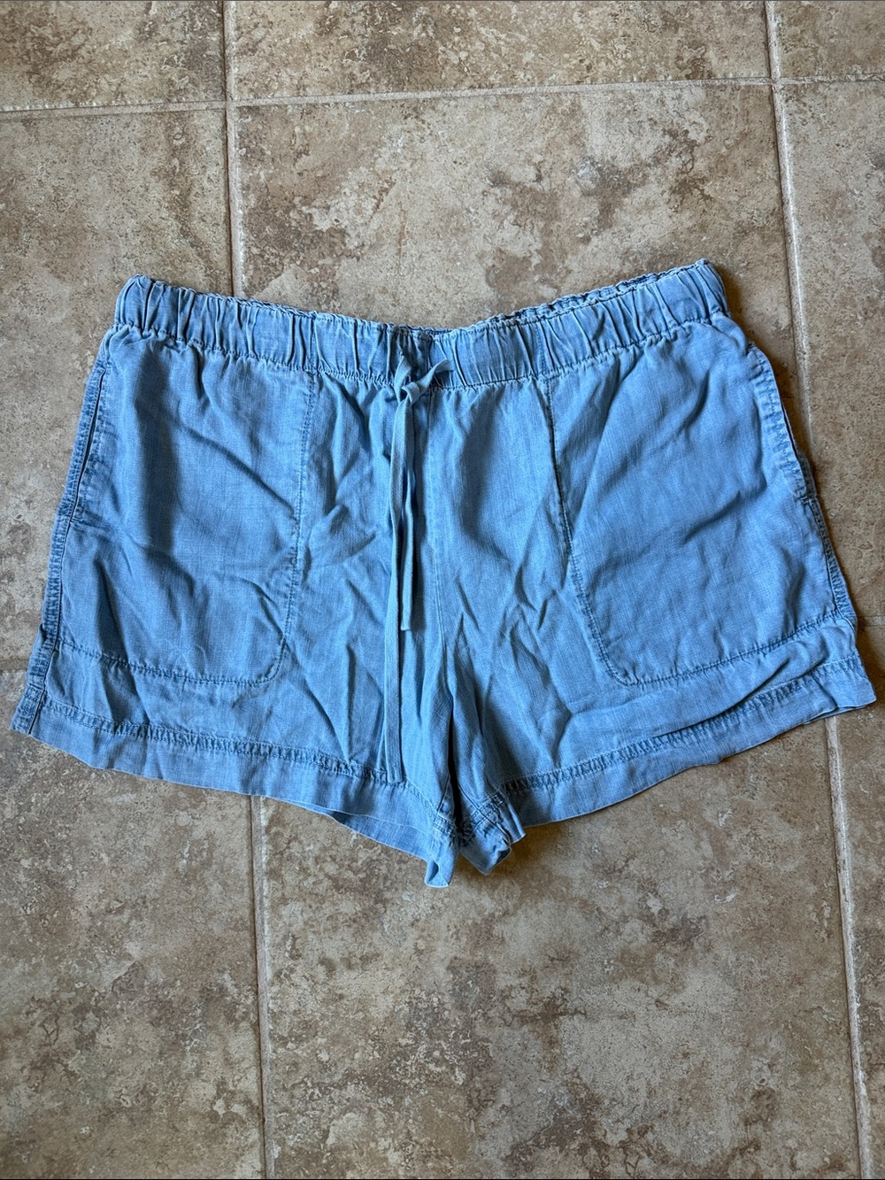 Hilary Radley Sky Blue High-Waist Drawstring Shorts